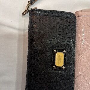 Guess Black Embossed Wallet with Gold Accent